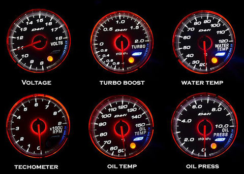 Defi CR Style Link ADVANCE Gauges White Face 52mm Blue/Amber Red
